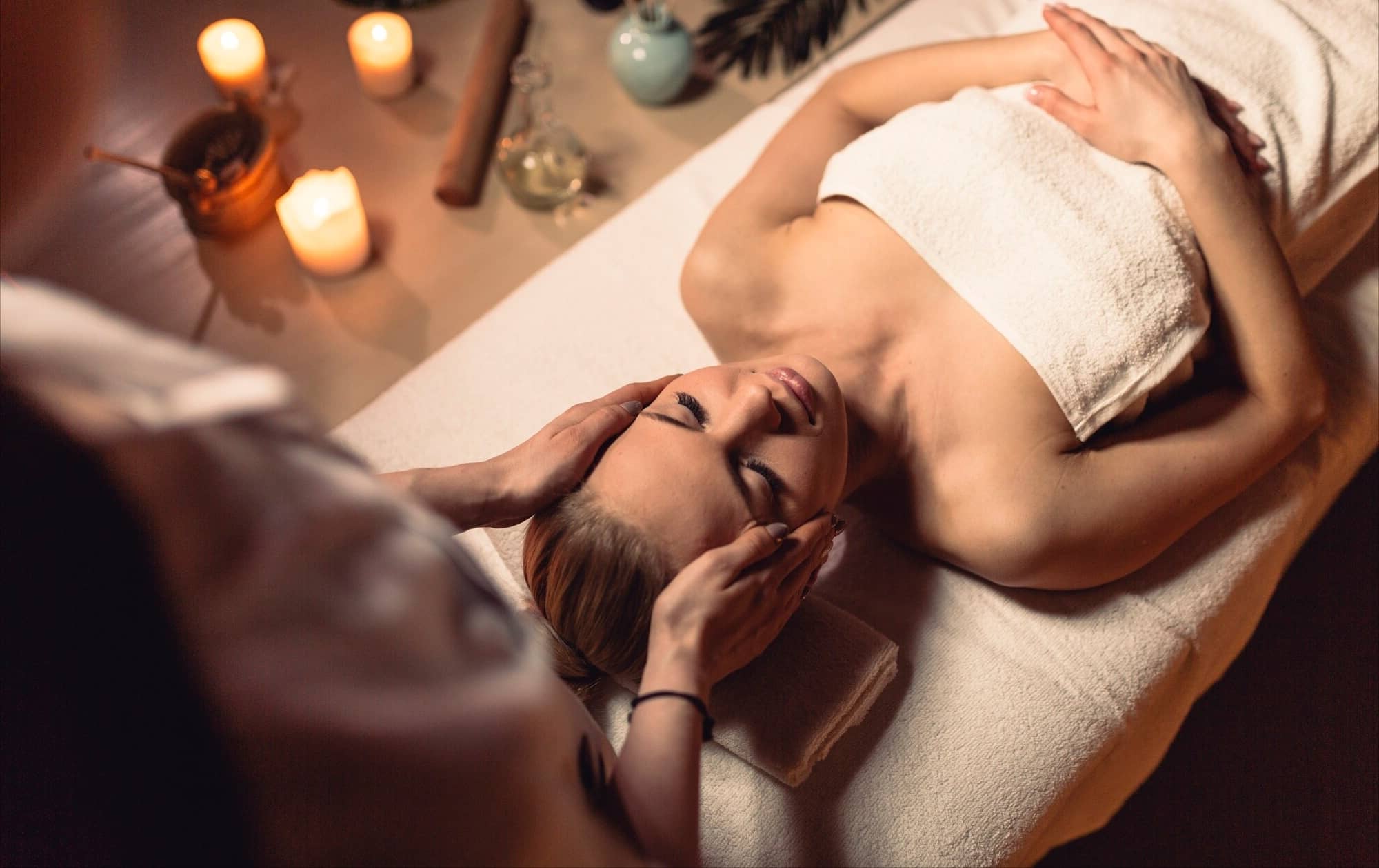 woman receiving thai massage